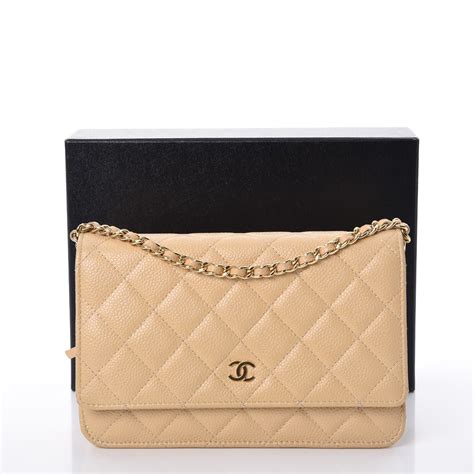 chanel beige woc caviar|CHANEL Caviar Quilted Wallet On Chain WOC Beige.